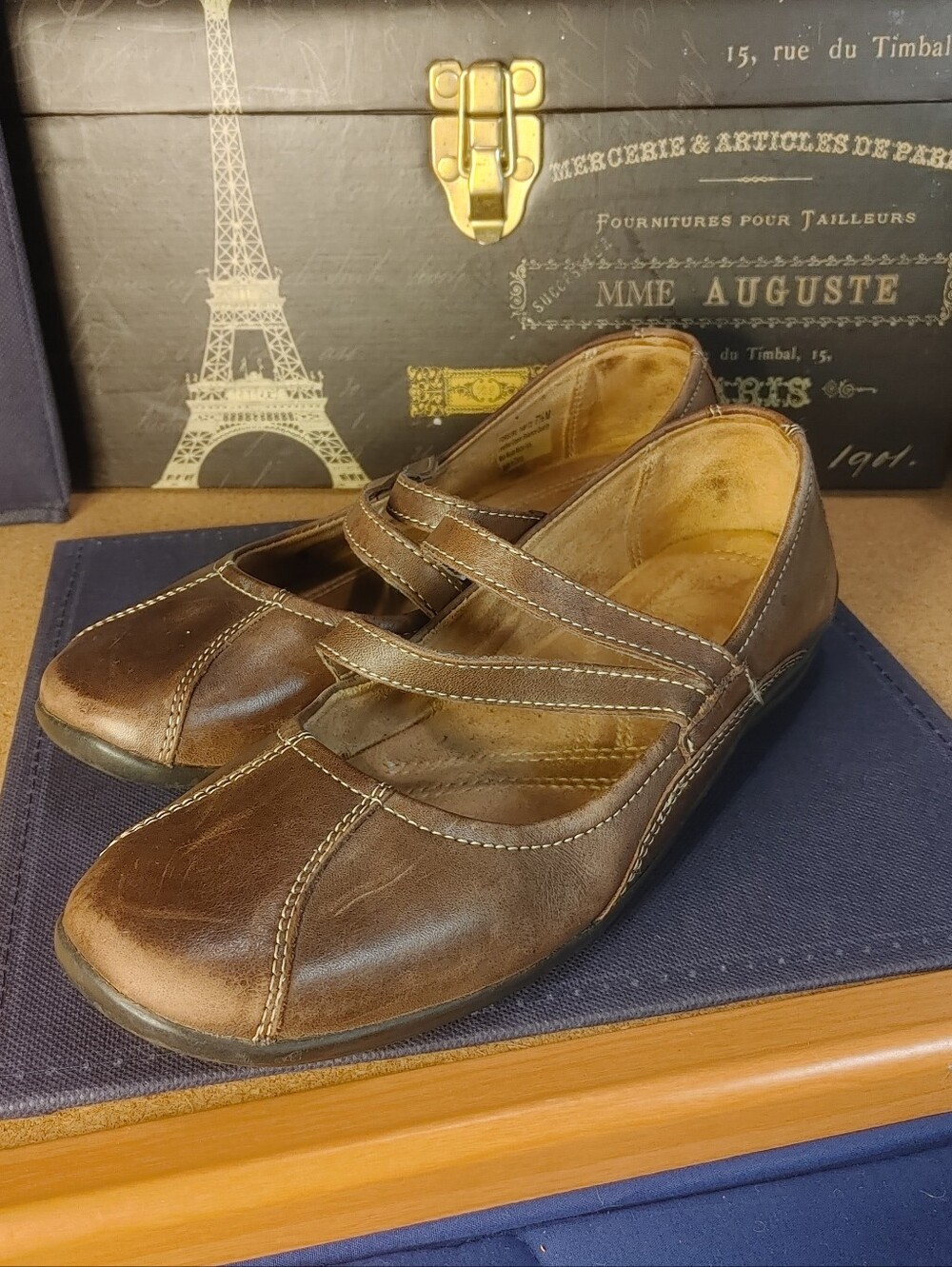 Naturalizer Brown Leather Mary Jane Flats
